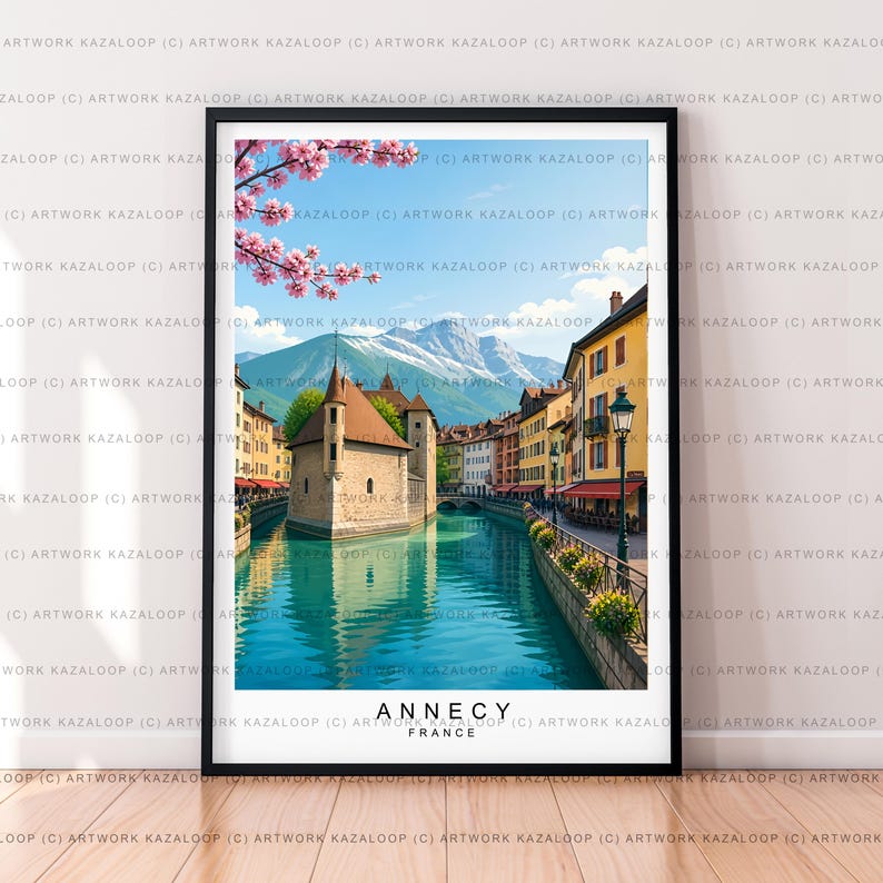 Spring Annecy France Poster View Unframed Illustration Art Print Annecy ...