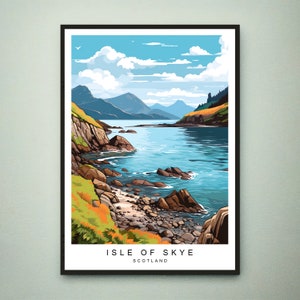 L'isola di Skye Illustrazione Stampa Skye Island Lake Mountains Poster Regalo Stampa senza cornice