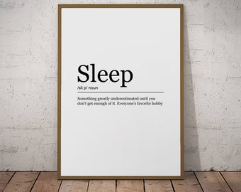 Sleep Print Definition Poster Wall Art Minimalist Print