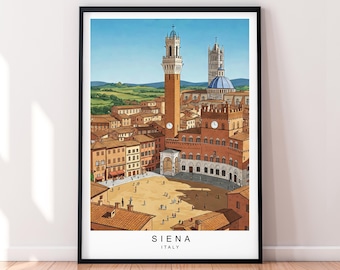 Siena Art Illustration Italy Historic Center Poster Unframed Art