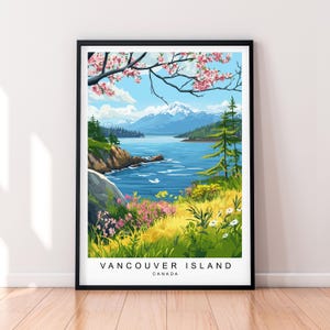 Vancouver Island Frühlingsreise-Druck Kunst Illustration Vancouver Island Aurora Poster Wandkunst Geschenk ungerahmter Druck