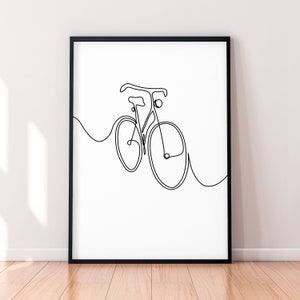 Bike Bicycle Print Line Art Poster Wall Art Minimalist Print (V2)