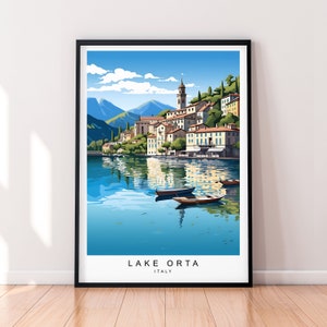 Lake Orta Illustration Print Lake Lake Orta Italy Travel Poster Gift Unframed Print
