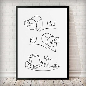 Póster con impresión para baño, rollo de papel higiénico, divertido, divertido, DIGITAL, descarga para imprimir