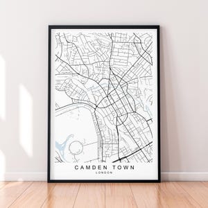 Camden Town Borough of London Map Print Poster Minimalist Home London Camden Town  Borough Map Poster Wall Art Decor