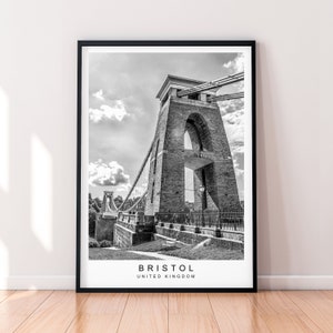 Bristol Suspension Clifton Bridge Black and white style Print Poster Gift Unframed Print