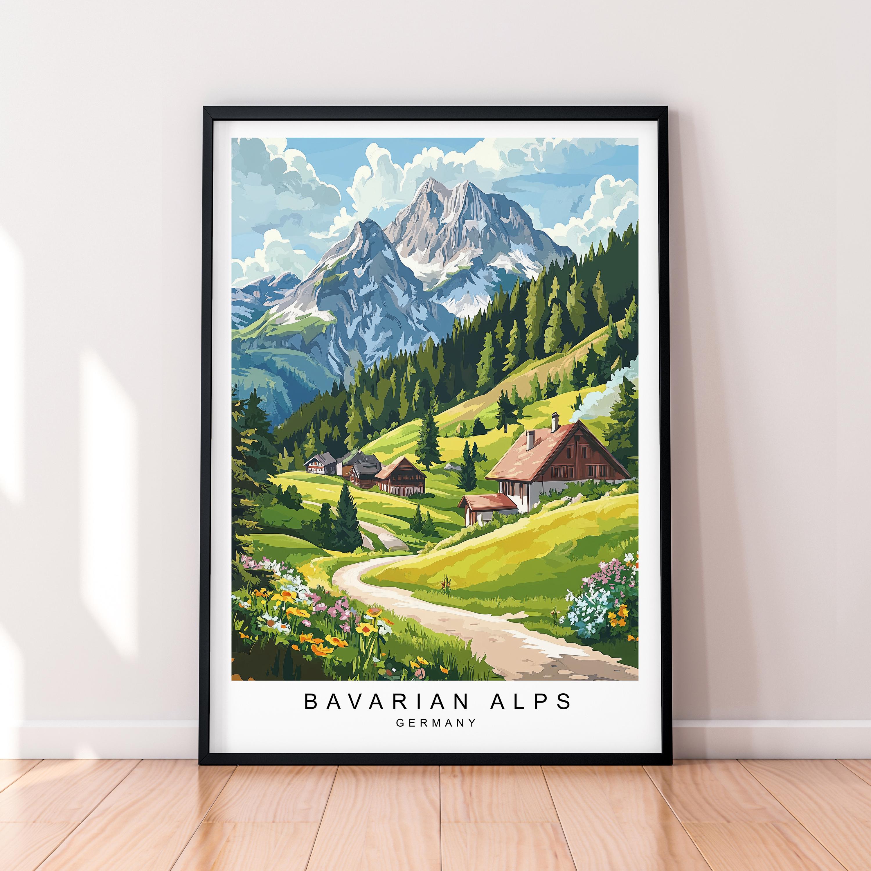 アルパカページ Bavarian Alps Landscape Nature Art Print Wall Decor Bavarian Alps