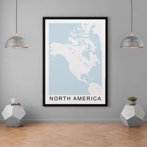 Amérique du Nord États-Unis Canada Mexique Continent Carte Imprimer Minimaliste Accueil Carte Affiche Décoration Murale
