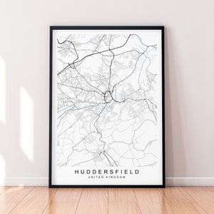 Huddersfield City England Map Print Poster Minimalist Home Decor High Huddersfield England UK Map Poster Wall Art Decor