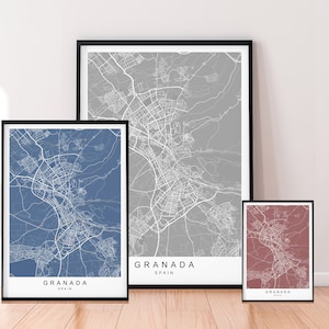 Grenada Karte Spanien Stadt Stadt Karte Druck Minimalist Home Map Mixed Color Poster Wanddekor