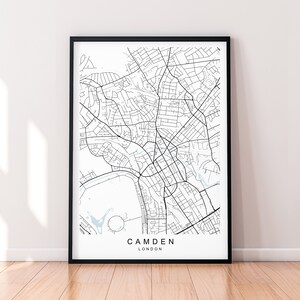 Camden Borough of London Map Print Poster Minimalist Home London Camden Borough Map Poster Wall Art Decor