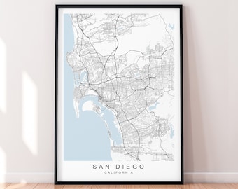 San Diego California City Map Print Poster Minimalist Home Decor San Diego California USA Map Poster Wall Art Decor