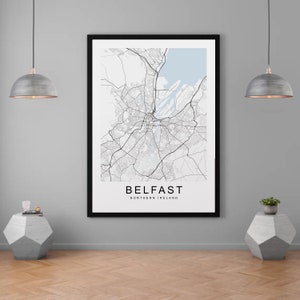 Belfast City Map Print Minimalistische Home Map Poster Wall Decor