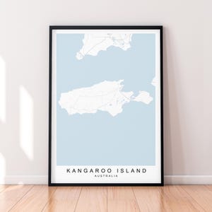 Affiche impression carte de l'île Kangourou Décoration d'intérieur minimaliste Carte de l'île kangourou en Australie, affiche d'art mural