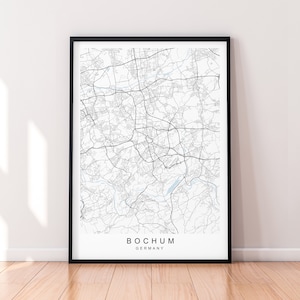 Bochum City Map Germany Print Poster Minimalist Home Decor Bochum Germany  Map Poster Wall Art Decor