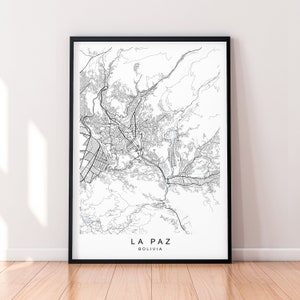 La Paz Map Print Poster Minimalist Home Decor La Paz City Bolivia Map Poster Wall Art Decor