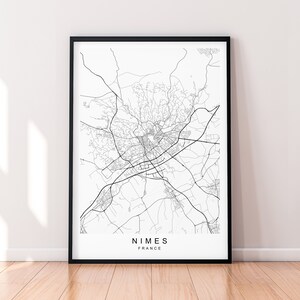 Nimes Stadt Karte Frankreich Print Poster Minimalist Home Decor Nîmes Frankreich Stadt Karte Poster Wand Kunst Decor