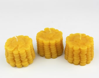 4pcs Handmade 100% Natural Beeswax Corn Vegetable Fun Cute Halloween Candles   Gift Present