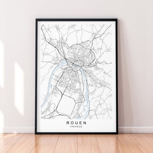 Rouen Ville Carte France Imprimer Affiche Minimaliste Décor À La Maison Rouen Ville France Carte Affiche Mur Art Décor