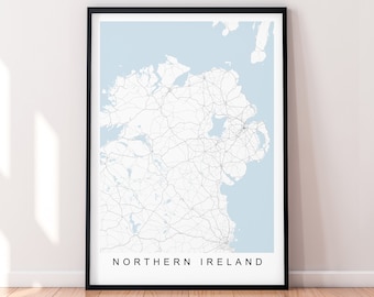 Nordirland karta tryck poster minimalistisk heminredning Nordirland karta poster väggkonst dekoration
