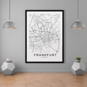Frankfurt City Map Print Minimalist Home Map Poster Wall Decor