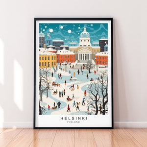 Helsinki Podróż Wydruk Helsinki Finlandia Ilustracja Sztuka Plakat Prezent Wydruk bez ramki