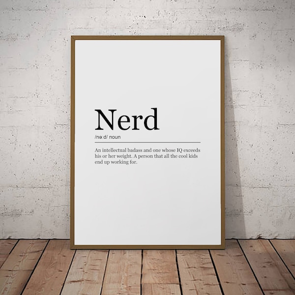 Nerd Print Definition Poster Wall Art Minimalist Nerd Friend Gift Print