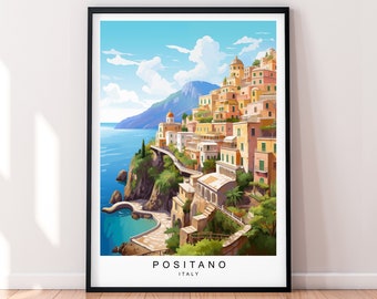 Positano Art Illustration Print Positano Italy Poster Gift Unframed Print