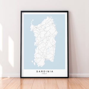 Sardaigne île carte italie impression affiche minimaliste maison Sardaigne Italia ville carte affiche mur Art décor