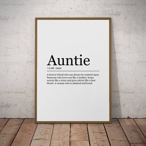 Zia Stampa Definizione Poster Wall Art Minimalista Zia Regalo Stampa