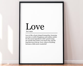 Love Funny Print Definition Poster Wall Art Love Meaning Minimalist Gift Print