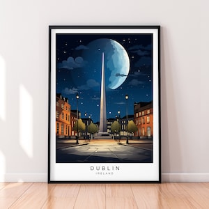 Impression voyage Dublin Dublin Spire Illustration, affiche d'art, cadeau Impression sans cadre