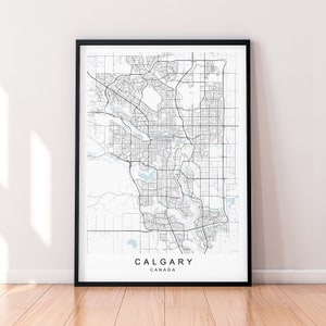 Calgary City Canada Map Print Poster Minimalist Home Calgary Alberta Canada Map Poster Wall Art Decor