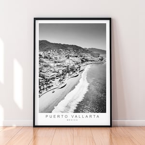 Póster de la ciudad con imagen impresa de Puerto Vallarta, póster minimalista para viajes en casa, póster de México, decoración de pared