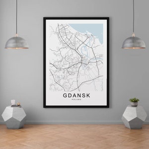 Danzig Polen Stadt Karte Druck Minimalist Home Map Poster Wand-Dekor