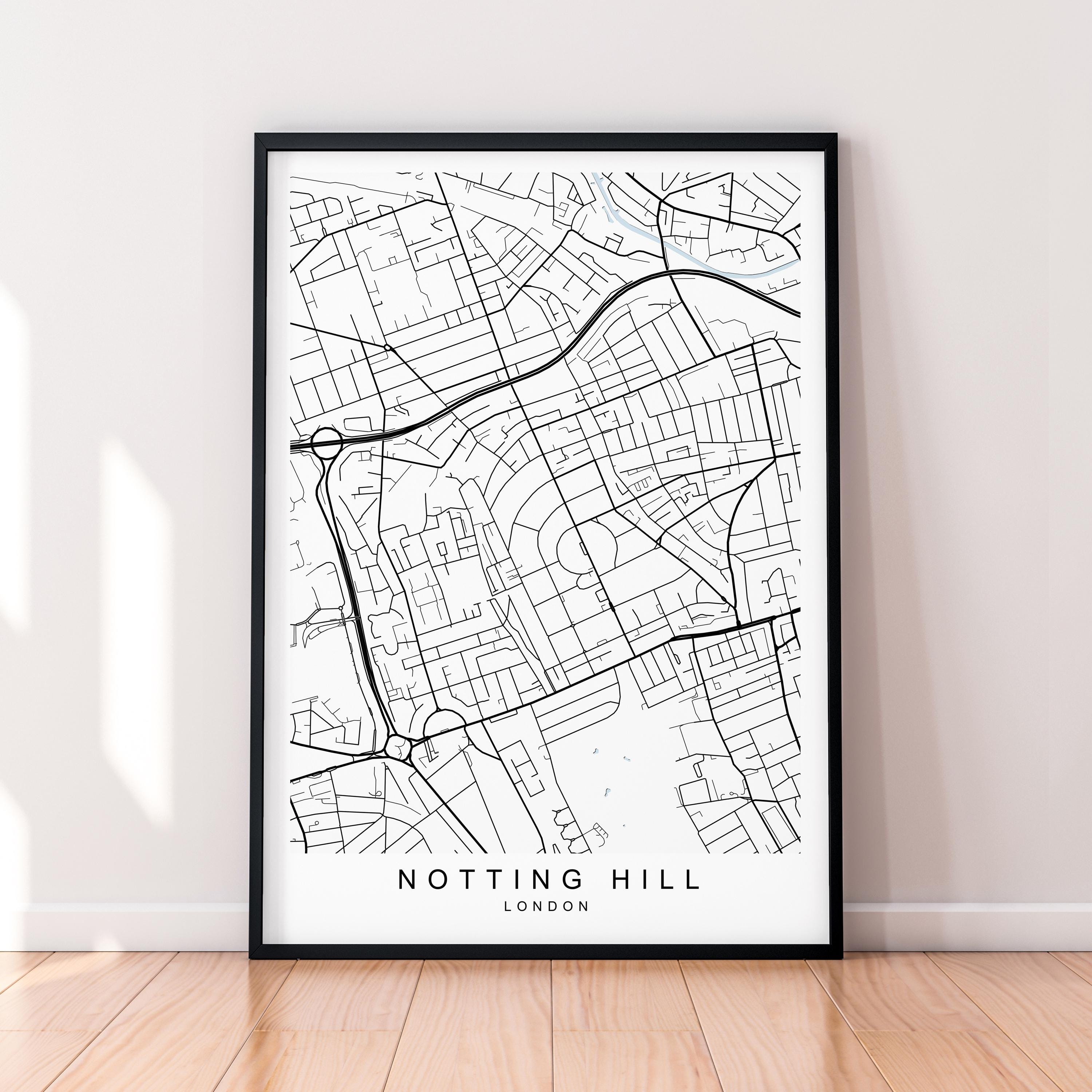 Notting Hill Borough Of London Map Print Poster Minimalist Home London Il Oray 