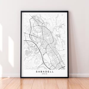 Sabadell Map Print Illustration Sabadell Spanien Map Poster Wand Kunst Geschenk Ungerahmter Druck