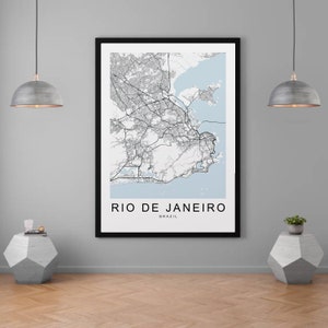 Carte de Rio de Janeiro Brésil ville impression minimaliste maison carte affiche décoration murale