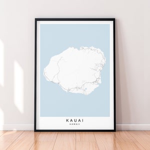 Kauai Hawaii Map Print Poster Minimalist Home Decor Kauai Hawaii Map Poster Wall Art Decor