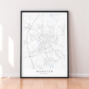 Münster City Map Germany Print Poster Minimalist Home Decor Munster Germany Map Poster Wall Art Decor