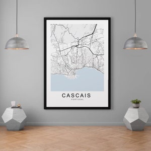 Cascais Kaart Portugal Stadskaart Print Minimalistische Home Kaart Cascais Poster Muur Decor