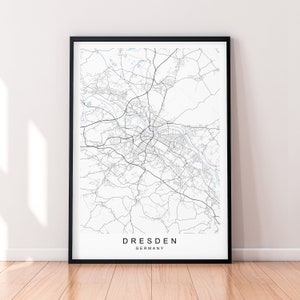 Dresden City Map Germany Print Poster Minimalist Home Decor Dresden Germany  Map Poster Wall Art Decor