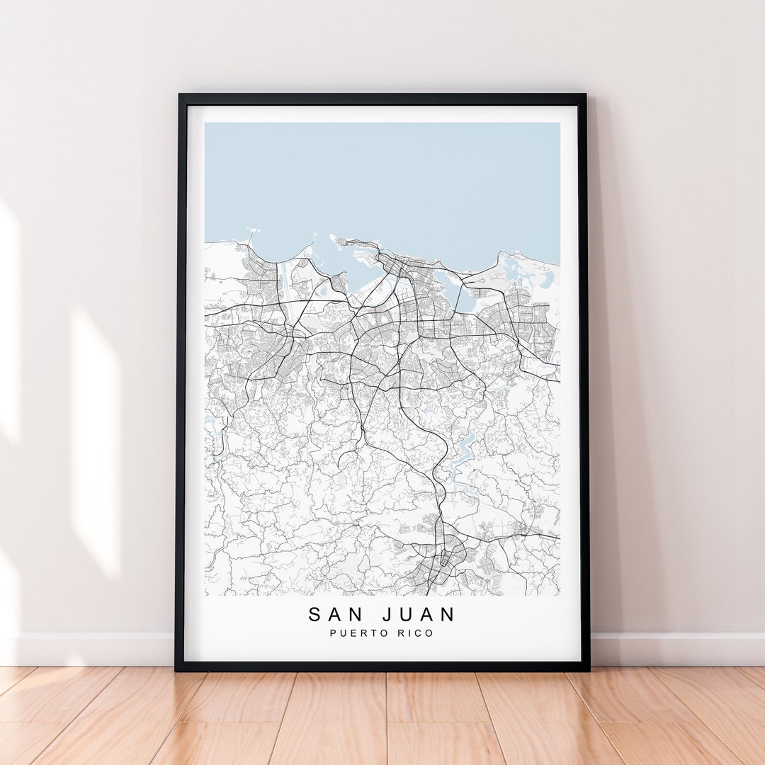 San Juan City Map Print Poster Minimalist Home San Juan Puerto Rico Map ...