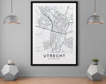 Utrecht Nederland Town City Map Print Minimalistische Home Map Poster Wall Décor