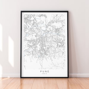 Pune City India Map Print Poster Minimalist Home Pune India Town City Map Poster Wall Art Decor