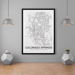 Colorado Springs City Town Map Print Minimalist Home Map Poster Wall Decor