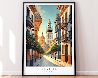 Seville Spain Architecture Illustration Print Poster Unframed Art
