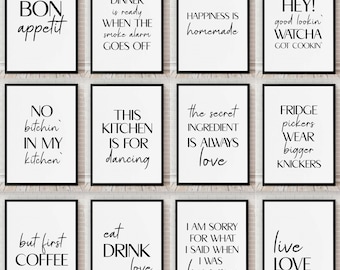 Kitchen Dining Prints Posters Home Décor Gift Typography Prints Gift Minimalist Funny Fun Prints