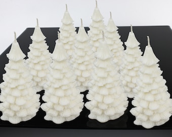 10pcs White Forest Woods Handmade 100% White Beeswax   Tree Cute Fun Candles (FREE SHIPPING) Christmas Xmas Gift Present