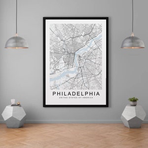 Philadelphia Pennsylvania USA City Map Print Minimalist Home Map Poster Wall Decor